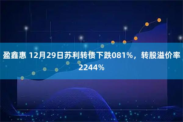 盈鑫惠 12月29日苏利转债下跌081%,转股溢价率2244%
